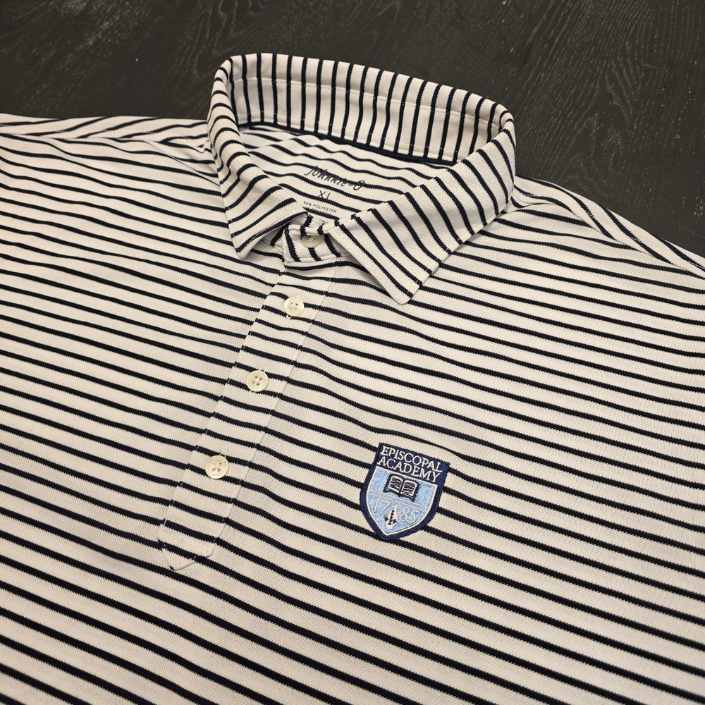 Johnnie-O Episcopal Academy Striped Performance Polo Shirt Mens XL Navy White